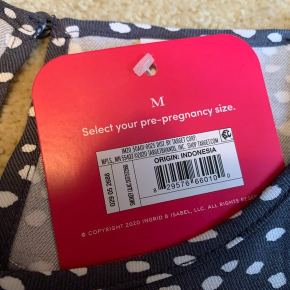 NWT Isabel Maternity by Ingrid & Isabel Blue Polka Dot Midi Tie Dress Size M - Picture 12 of 14